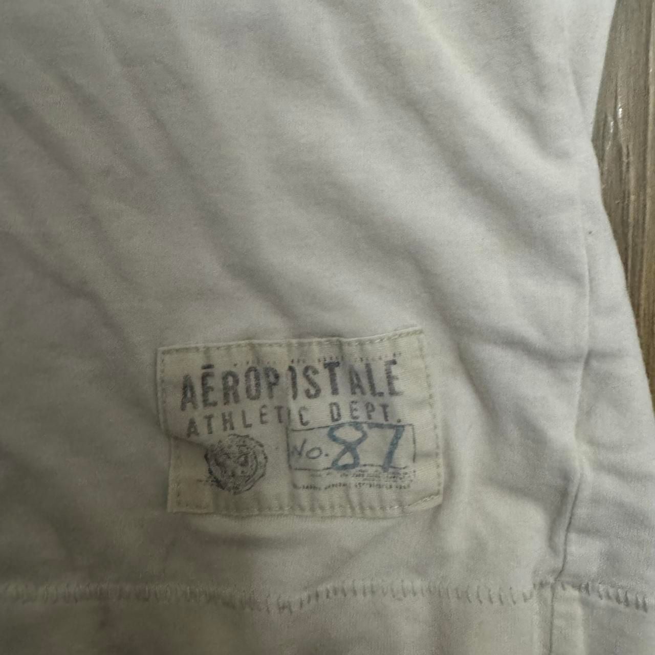 Aeropostale Athletics Graphic T-Shirt Size XL Off-White Frayed Distressed 6