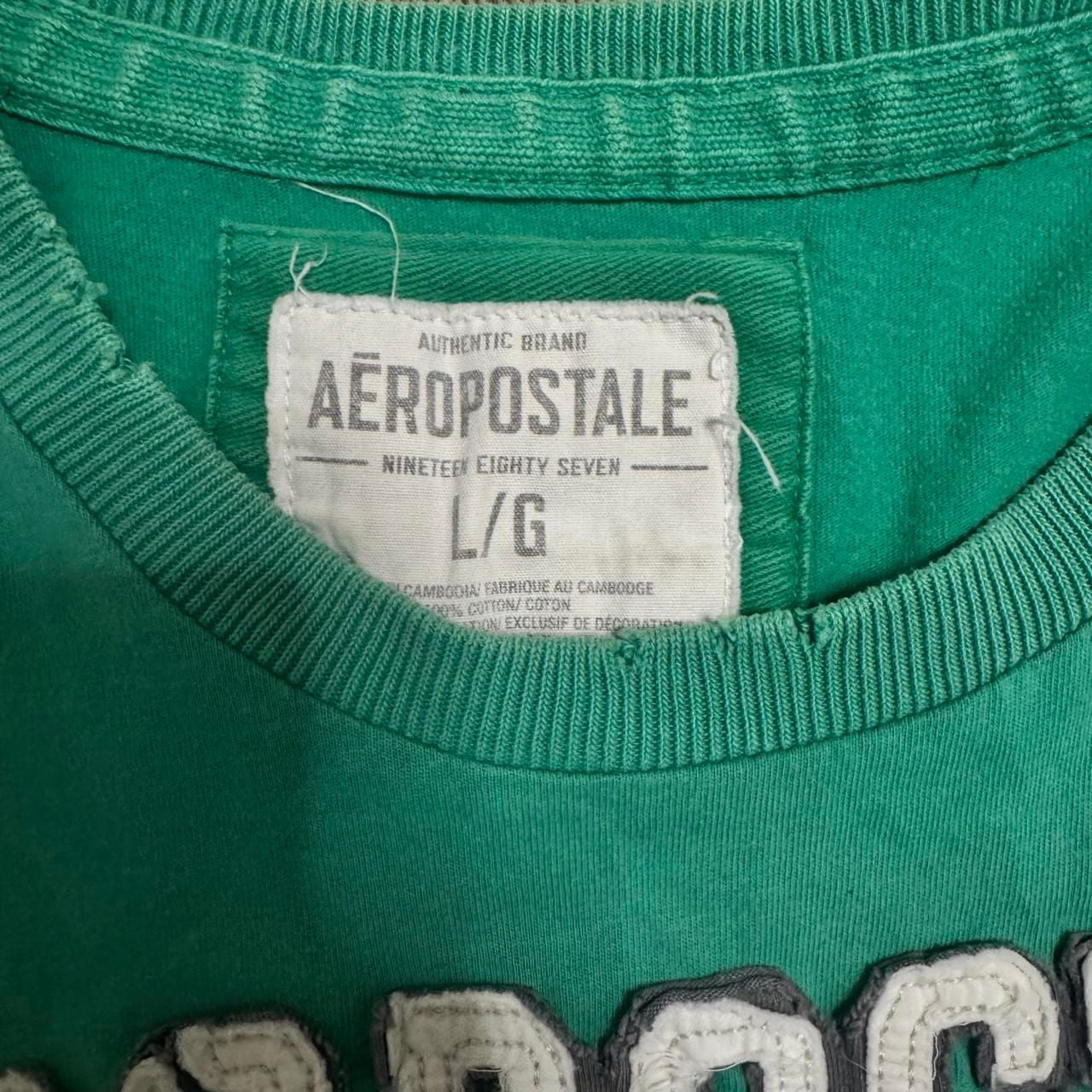 Aeropostale Athletics T-Shirt Size L/G Green Cotton Graphic Applique 6