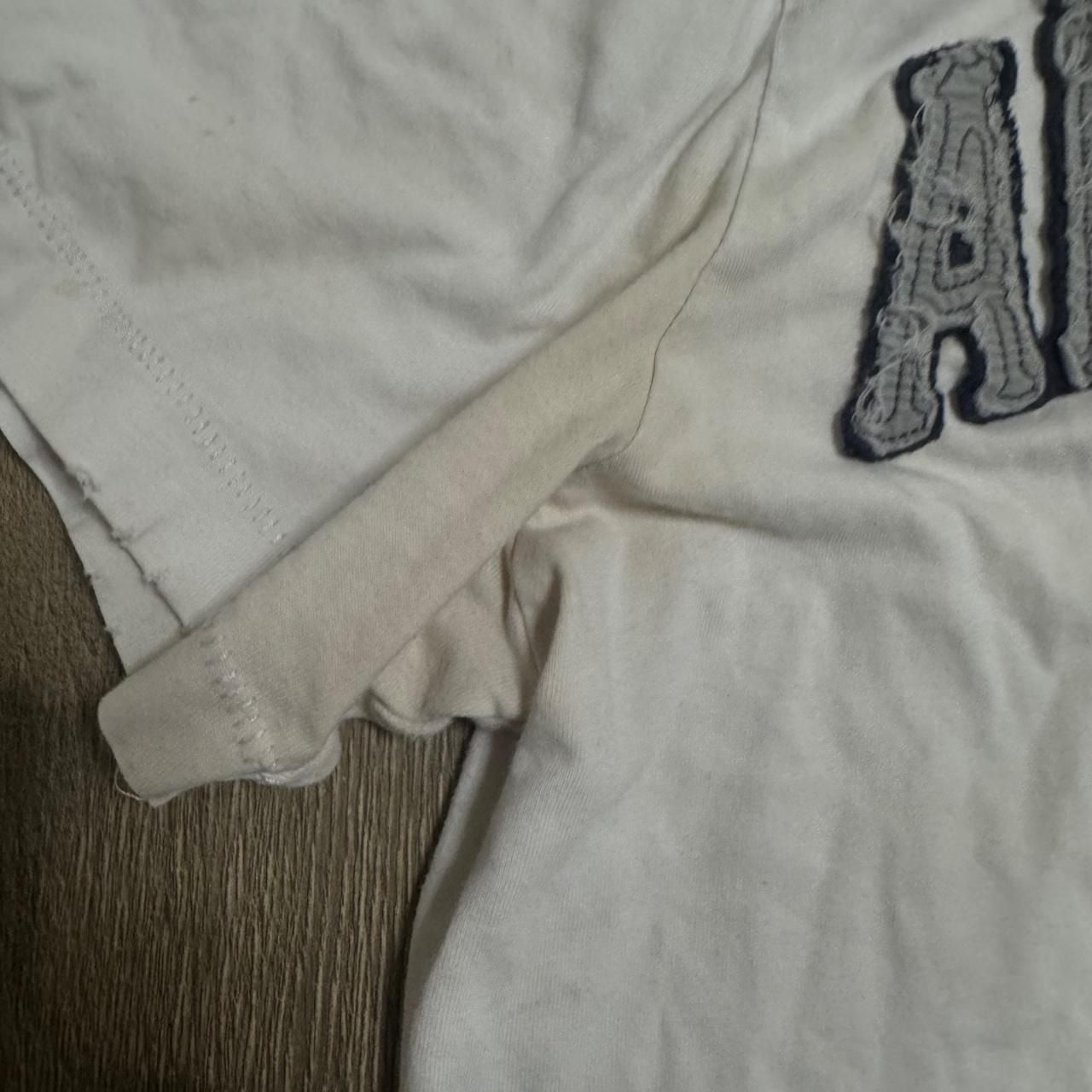 Aeropostale Athletics Graphic T-Shirt Size XL Off-White Frayed Distressed 8