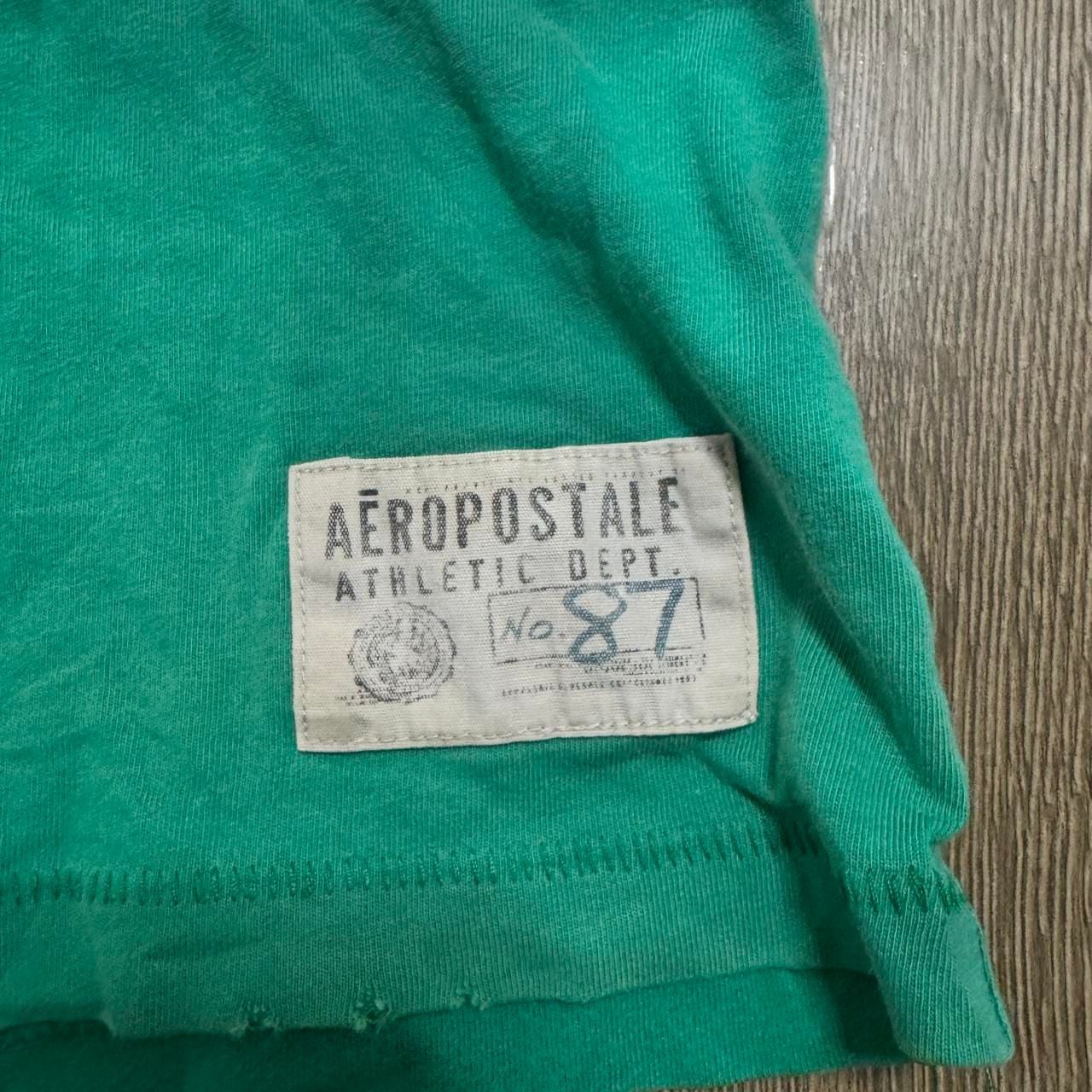Aeropostale Athletics T-Shirt Size L/G Green Cotton Graphic Applique 7