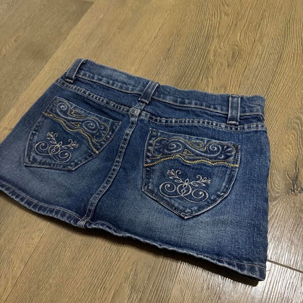 A'Gaci Vintage Y2K Denim Mini Skirt Size S Embroidered Back Pockets 2