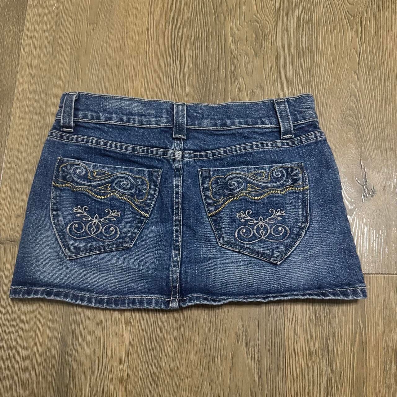 A'Gaci Vintage Y2K Denim Mini Skirt Size S Embroidered Back Pockets 3
