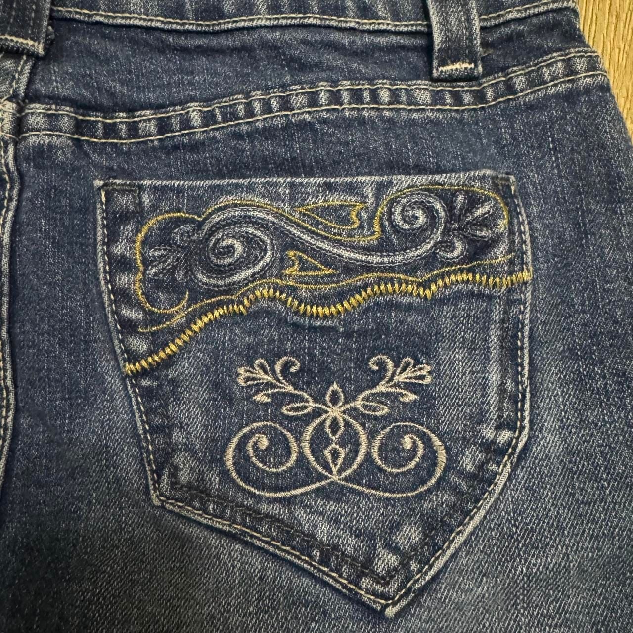 A'Gaci Vintage Y2K Denim Mini Skirt Size S Embroidered Back Pockets 4