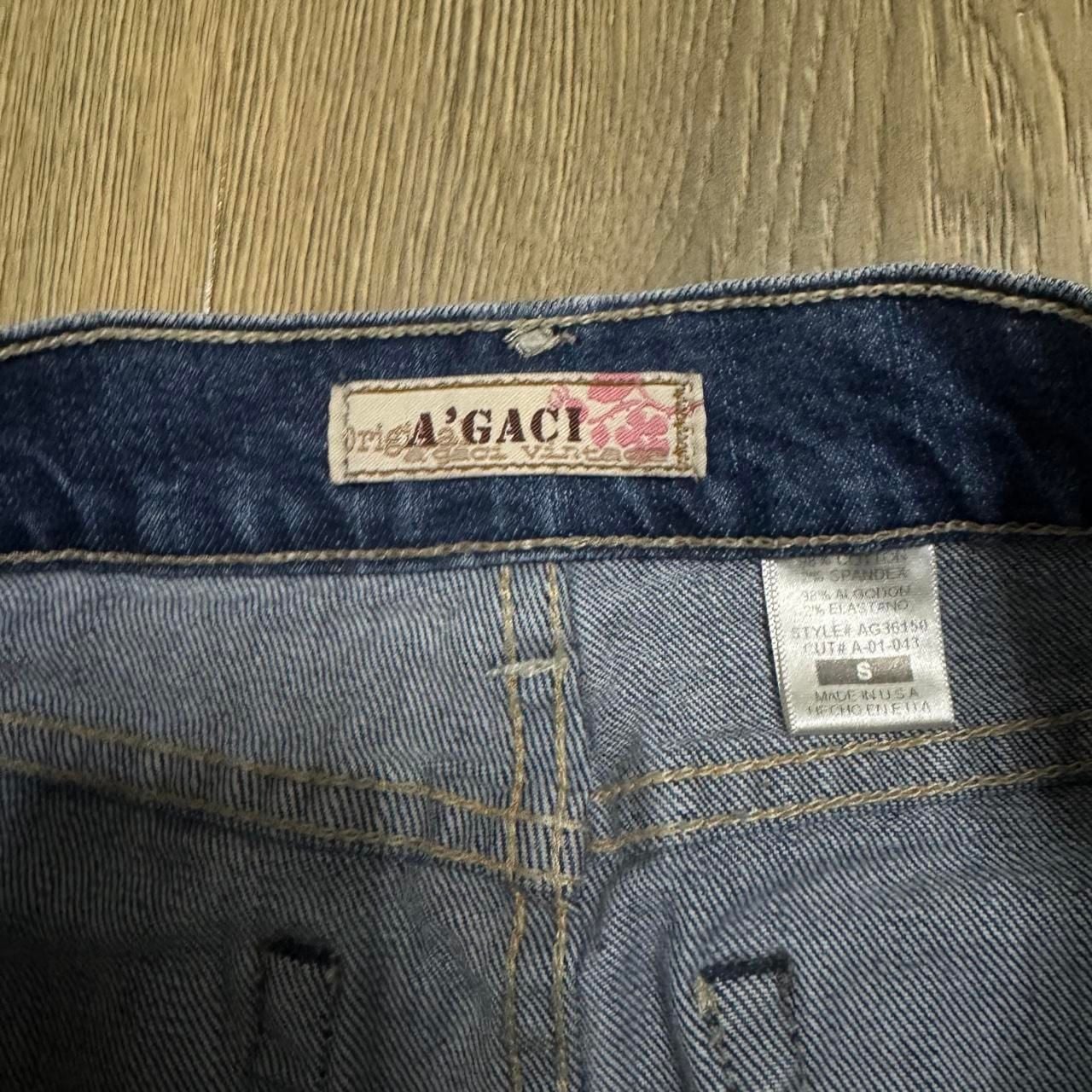 A'Gaci Vintage Y2K Denim Mini Skirt Size S Embroidered Back Pockets 7