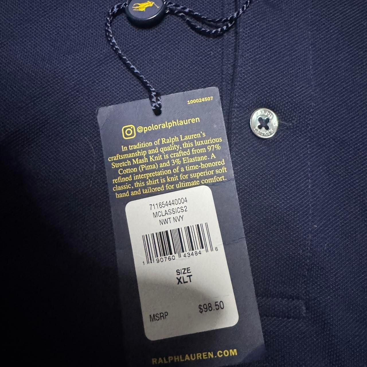 Polo Ralph Lauren Stretch Mesh Polo Size XLT Navy Blue New with Tags 4