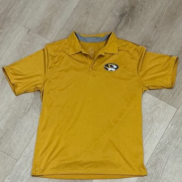 Nike Gold Men's Mizzou Polo with Team Crest