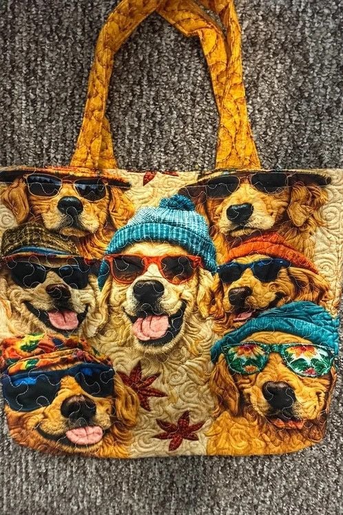 New wo tags fall dog tote bag golden retrievers brown 4