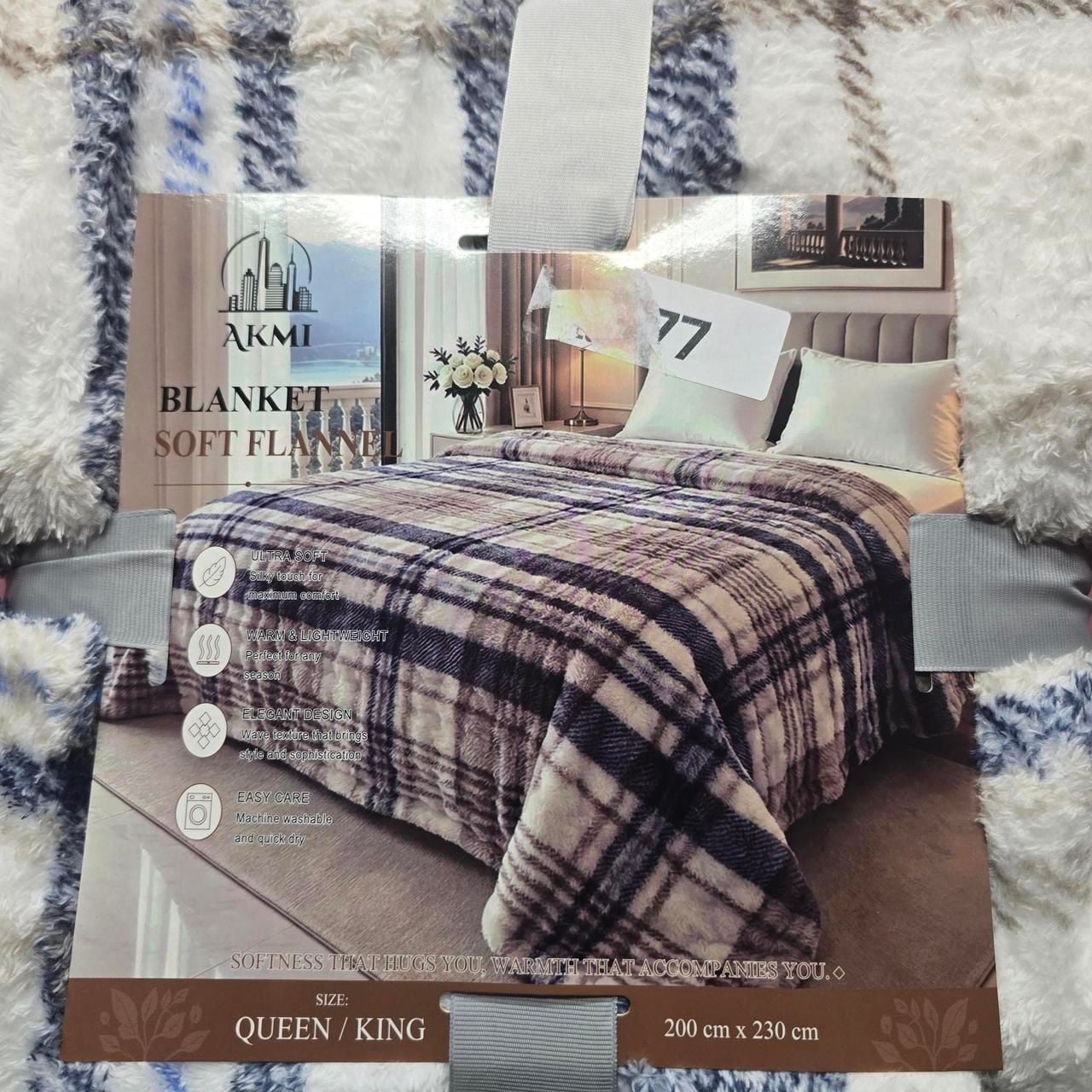 AKMI Soft Flannel Blanket Queen/King Plaid 2