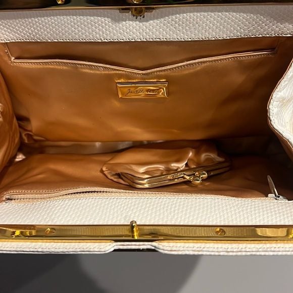 Vintage Judith Leiber White leather Crossbody Bag with Ruched Design 5