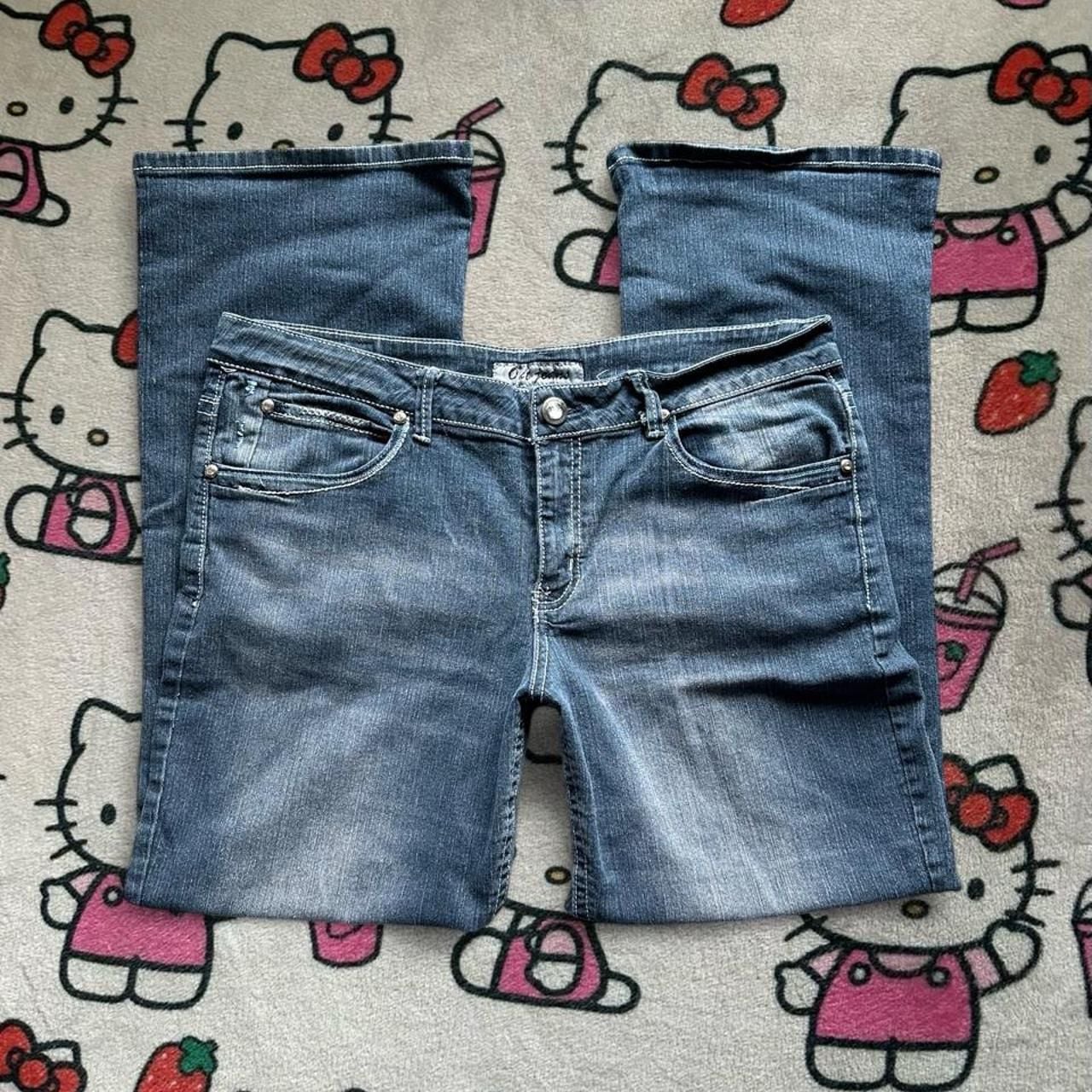 OUT Jeans Flared Bootcut Denim Size 18 Blue Embroidered 3