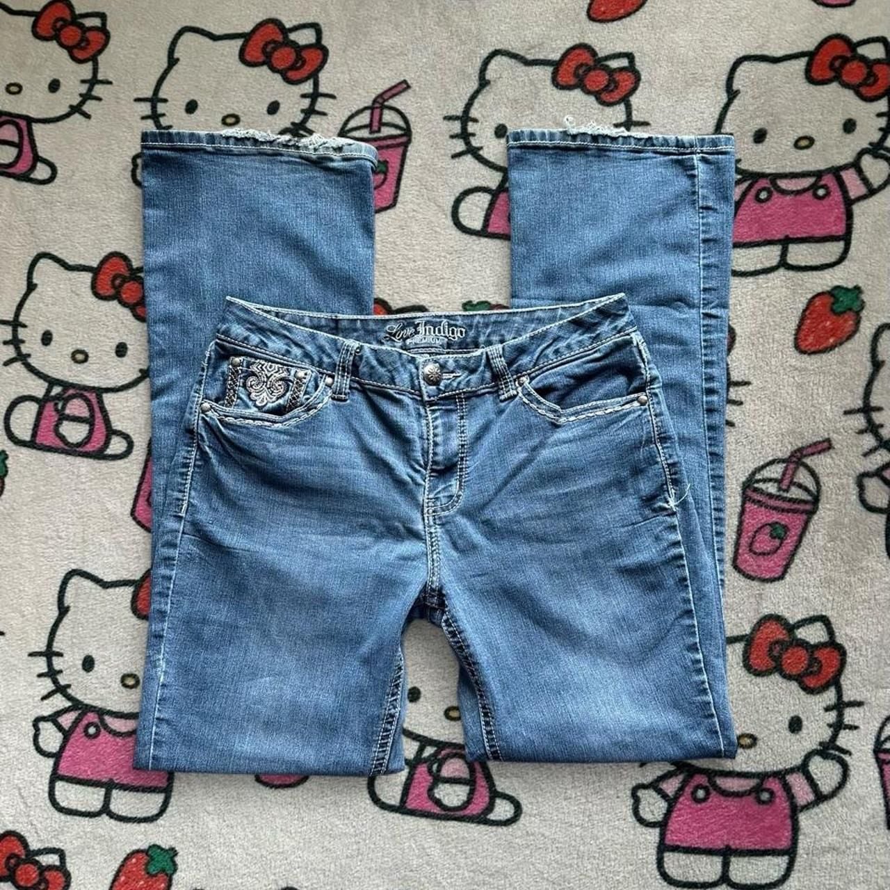 Love Indigo Premium Flared Jeans Size 12 Embellished Cross 3