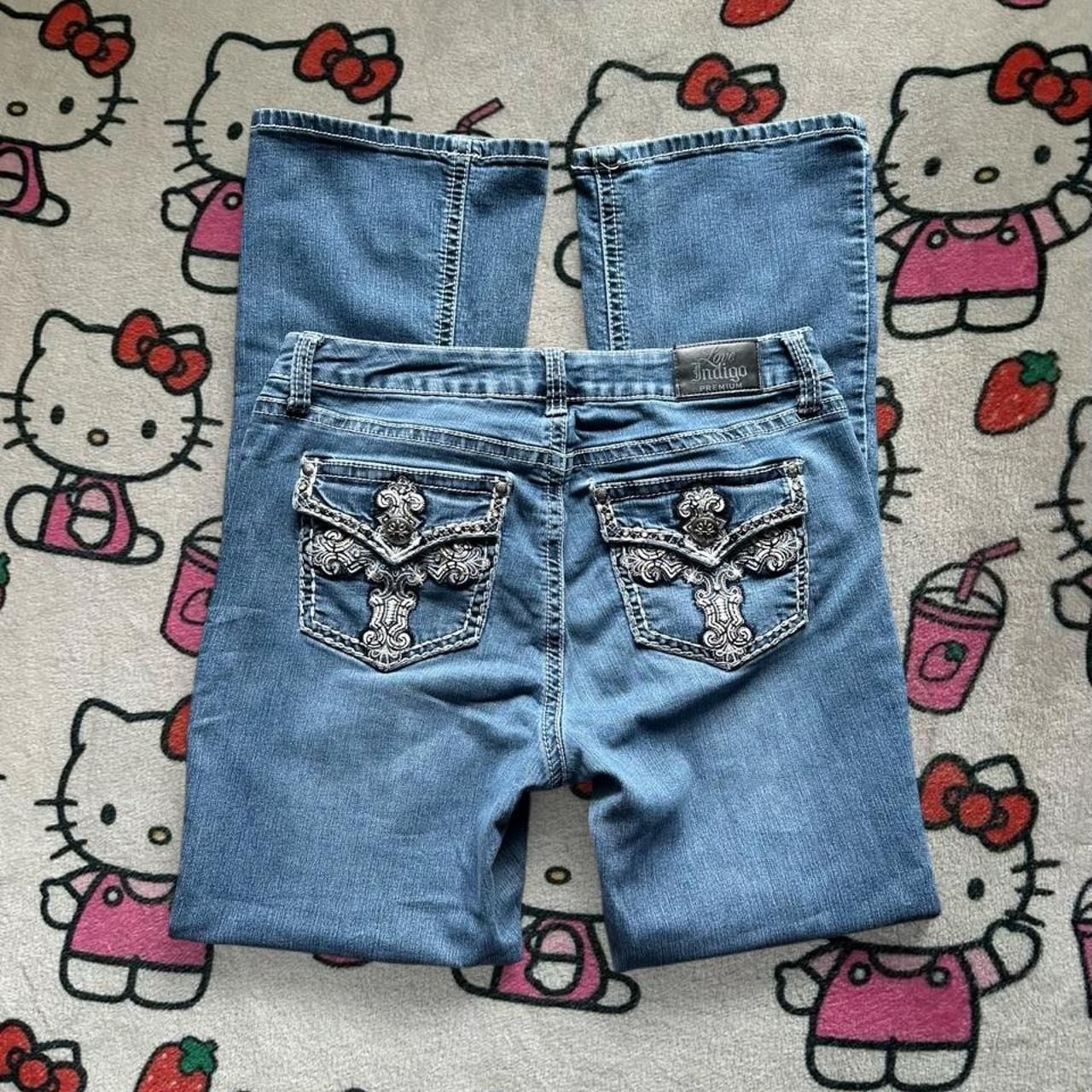 Love Indigo Premium Flared Jeans Size 12 Embellished Cross 4