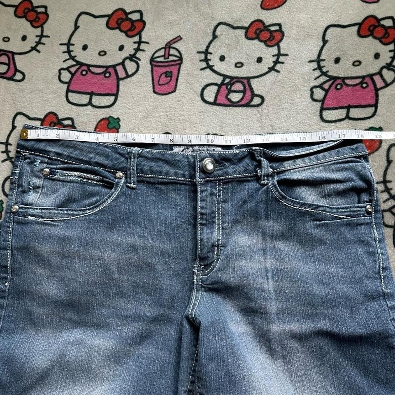 OUT Jeans Flared Bootcut Denim Size 18 Blue Embroidered 6