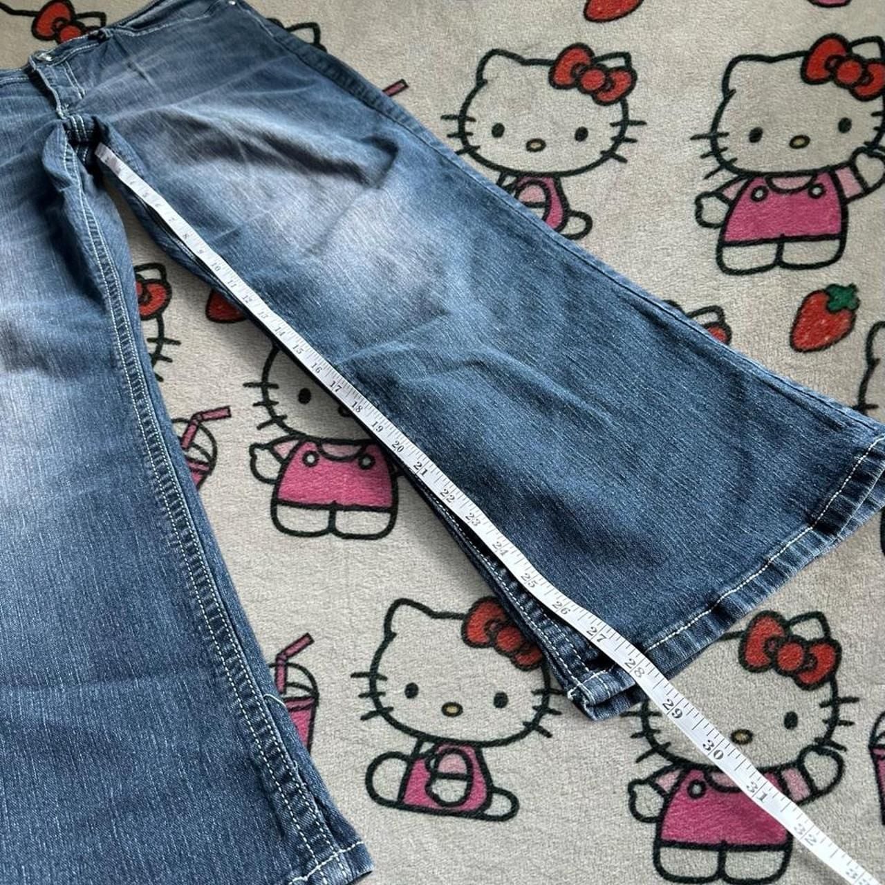 OUT Jeans Flared Bootcut Denim Size 18 Blue Embroidered 8
