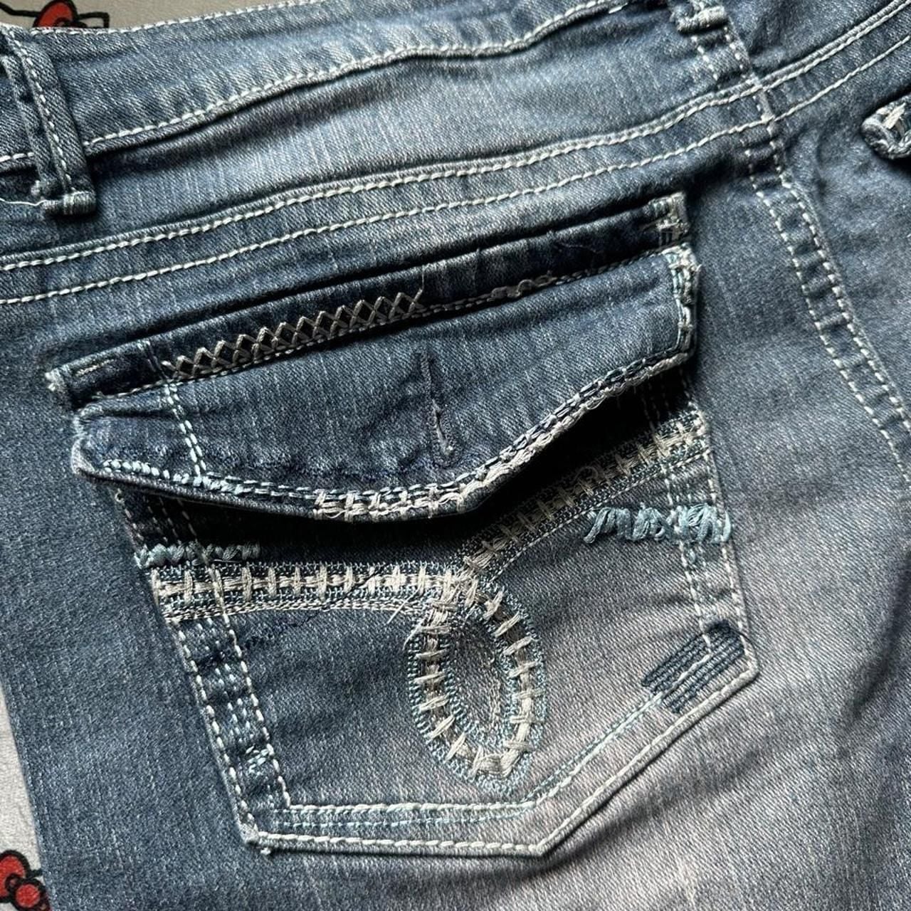 OUT Jeans Flared Bootcut Denim Size 18 Blue Embroidered 9