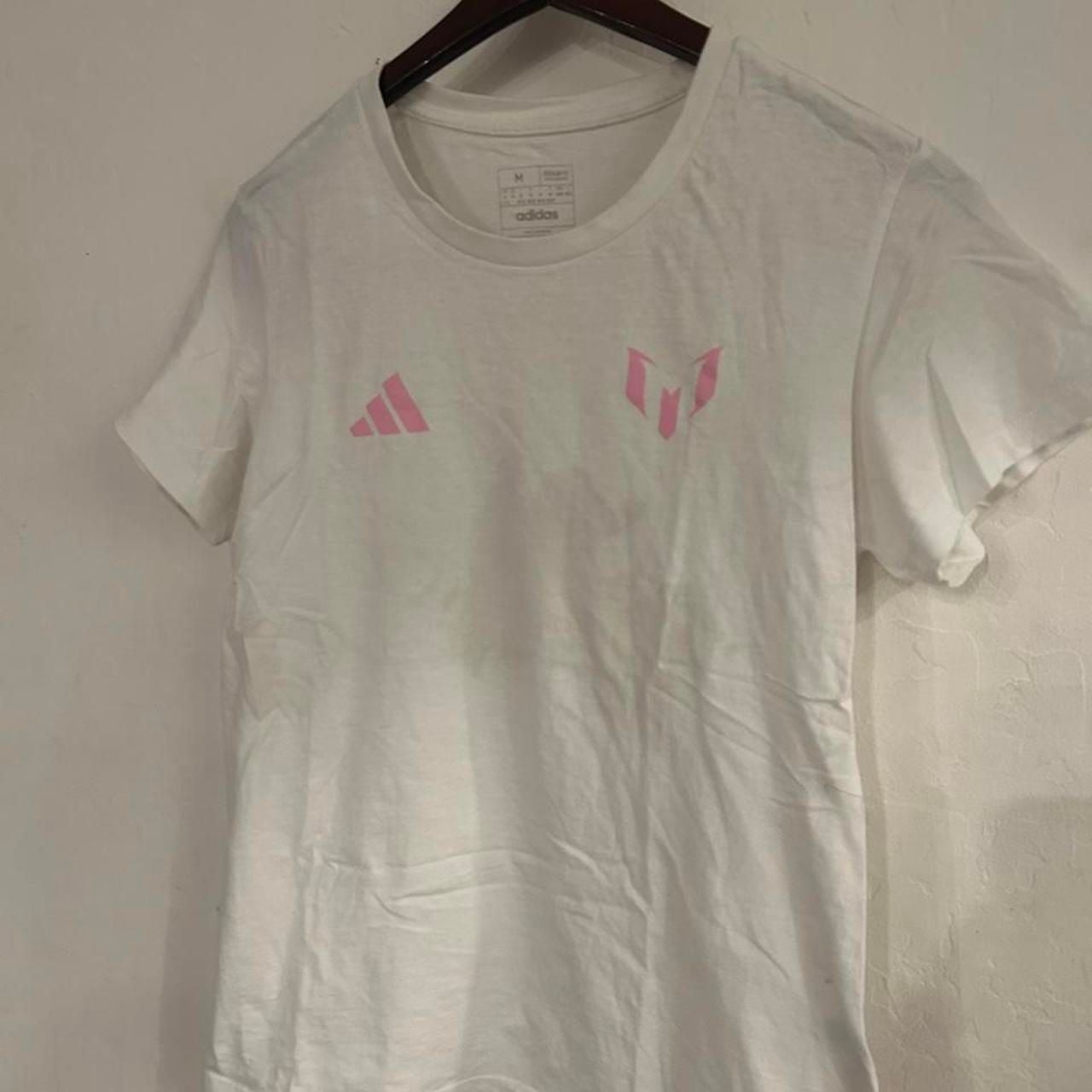 Adidas Messi 10 T-Shirt Youth Size M White Pink Blue 2