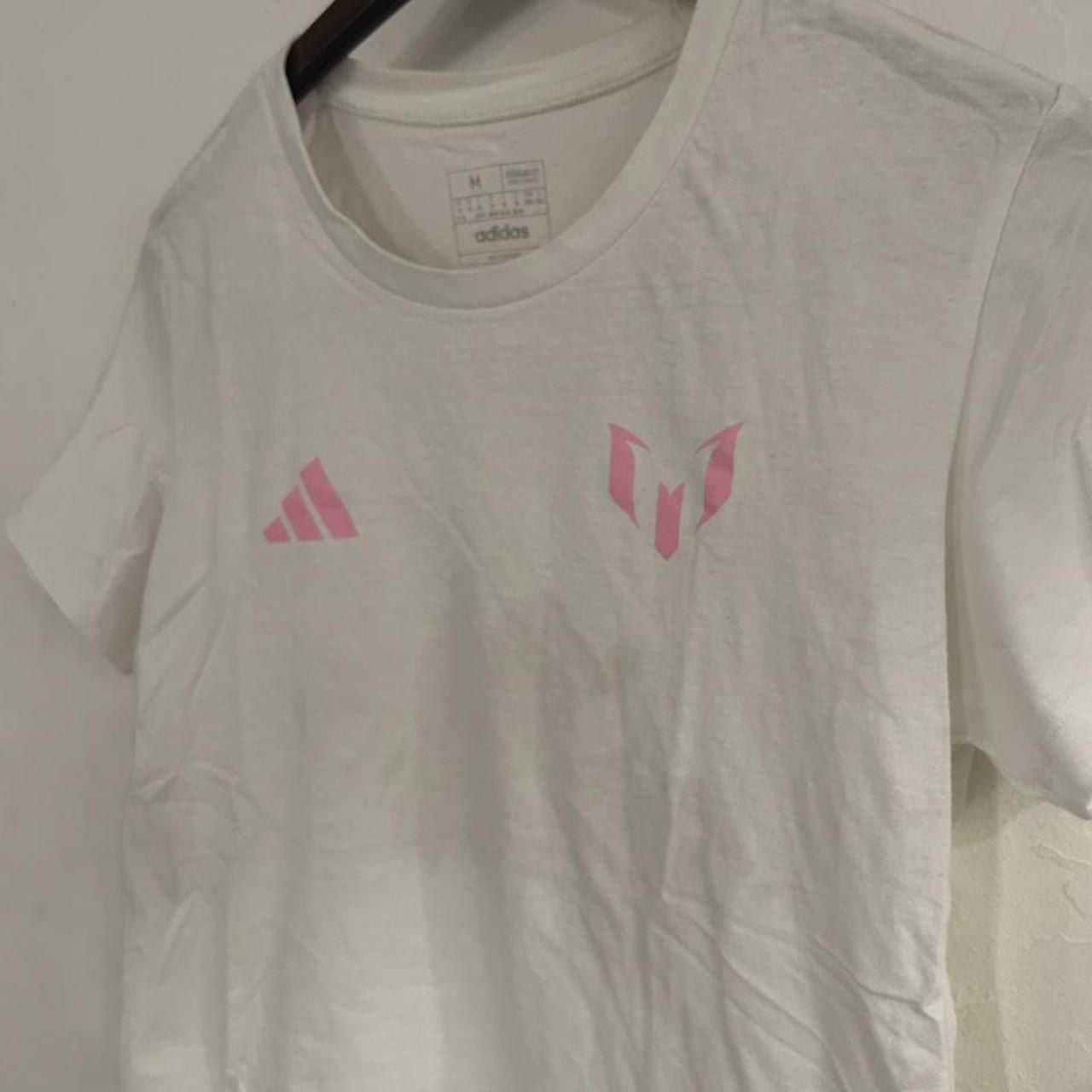 Adidas Messi 10 T-Shirt Youth Size M White Pink Blue 4