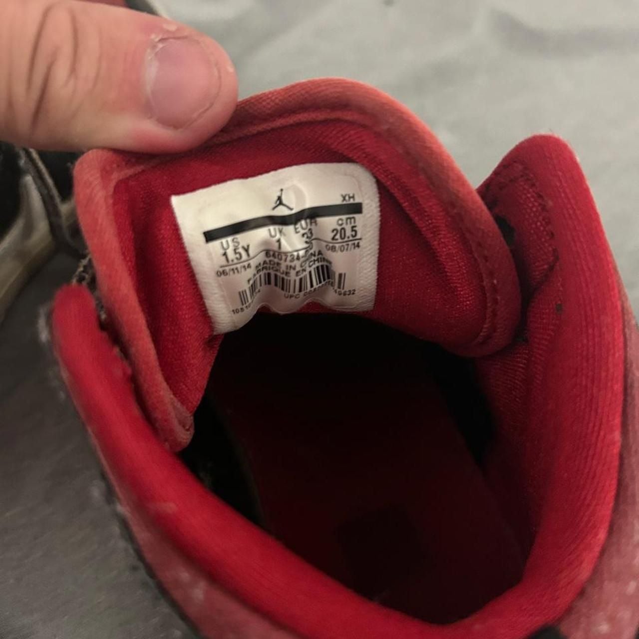 Jordan 1 Mid Size 1.5Y Black Red White Sneakers 5
