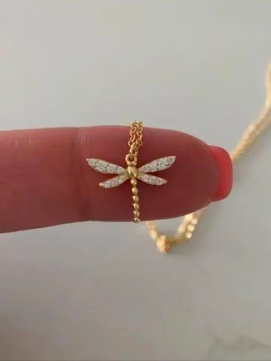 Gold Dragonfly Pendant Necklace for Women 2