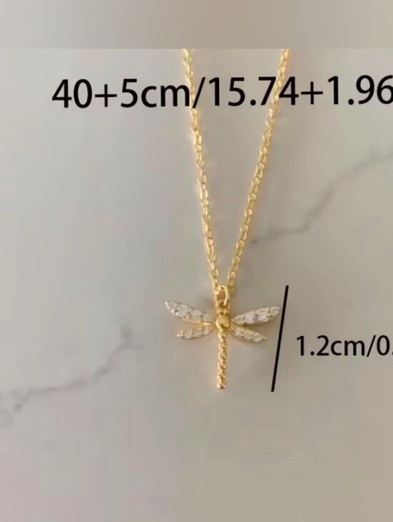 Gold Dragonfly Pendant Necklace for Women 5