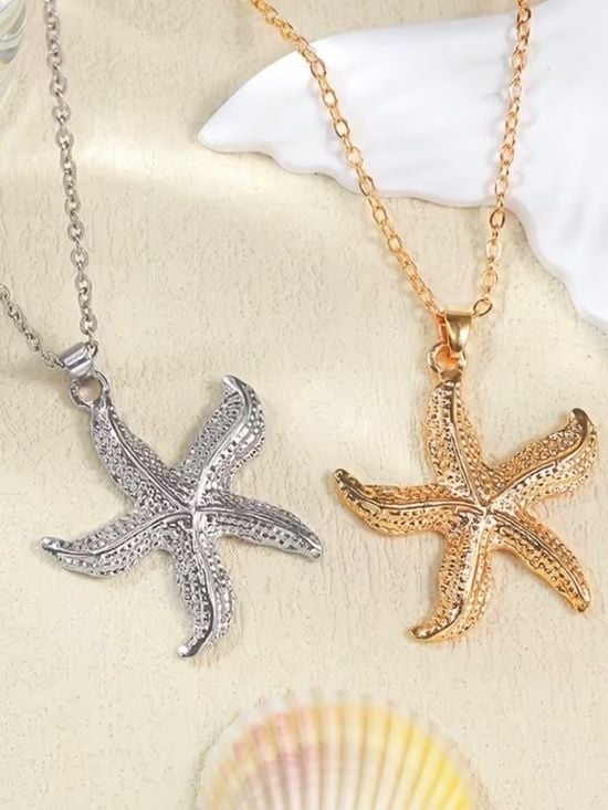 Rhinestone Starfish Pendant Necklace 4