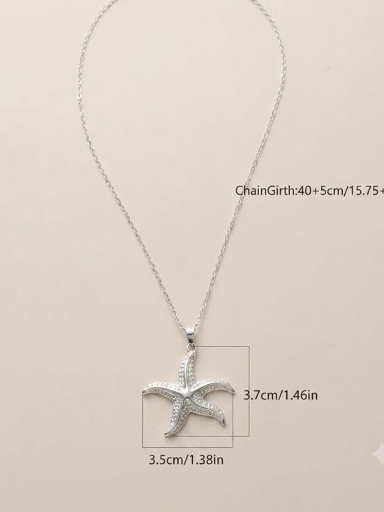 Rhinestone Starfish Pendant Necklace 5