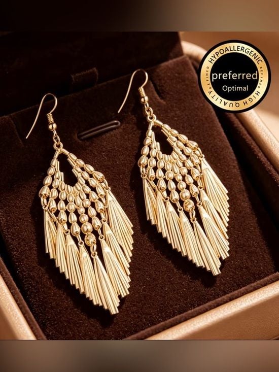Gold Dangle Fringe Earrings - Women Jewelry 3
