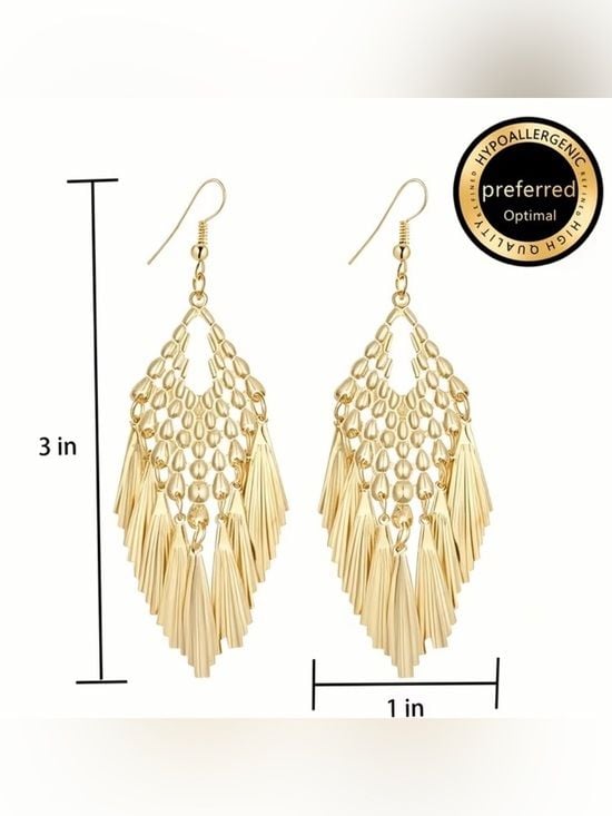 Gold Dangle Fringe Earrings - Women Jewelry 4