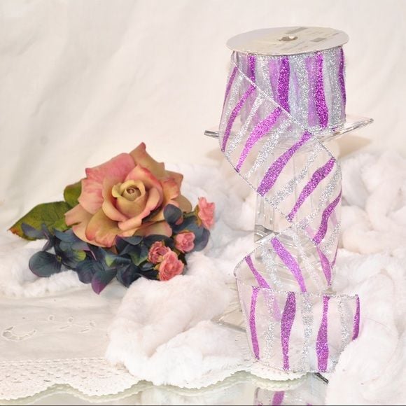 NWT Purple with silver glitter stripe
2.5" x 10 yards 2