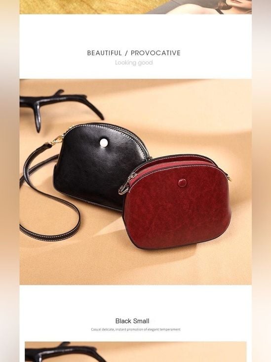 Classic Black Women's Crossbody vintage Bag - Minimalist Design 6