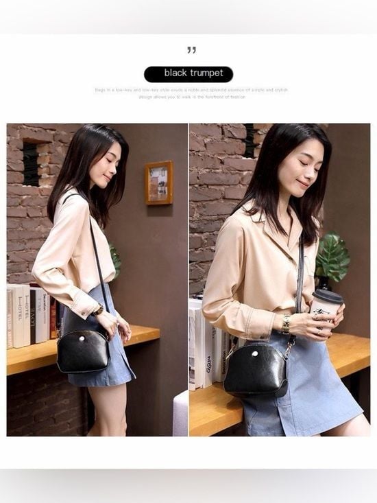 Classic Black Women's Crossbody vintage Bag - Minimalist Design 7