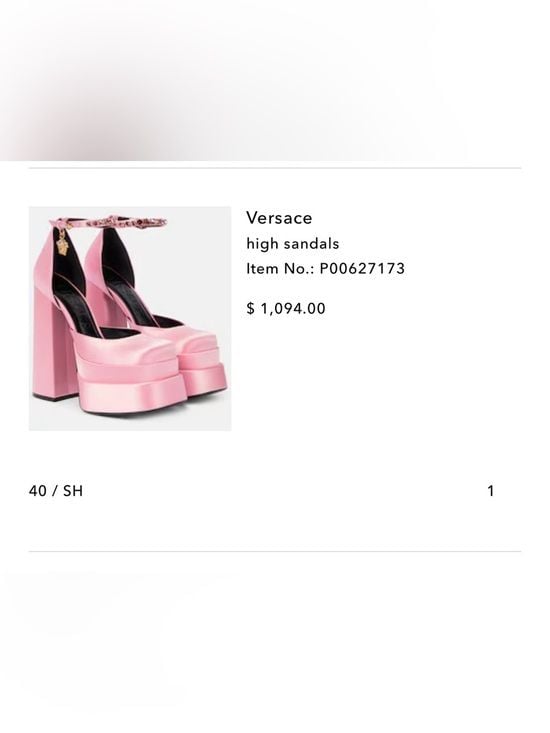 Versace Pink Satin Platform Block Heel Pumps with Ankle Strap 3