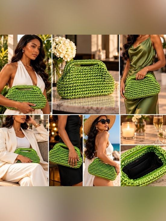 Woven Metallic Purple Top-Handle Women's Bag 2