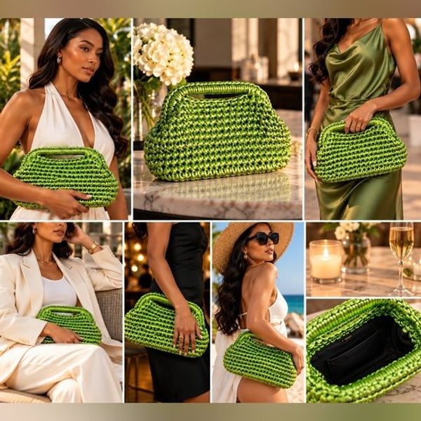 Woven Metallic Purple Top-Handle Women's Bag