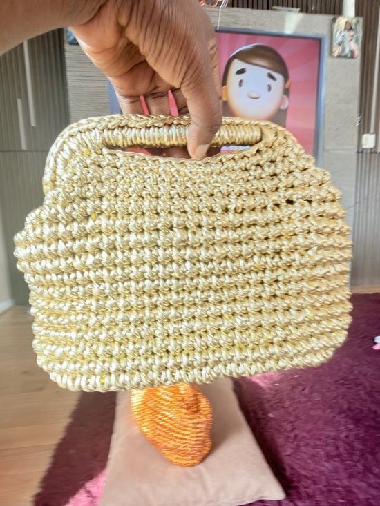 Handmade Gold  crochet/Woven Handbag for Women - Stylish Evening Clutch 15