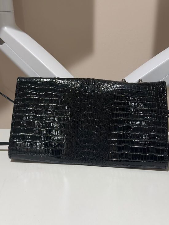 Black Croc-Embossed Chain Shoulder Bag 5