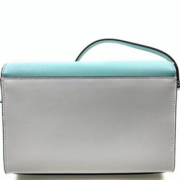 kate spade turquoise and white leather crossbody with silver chain 6