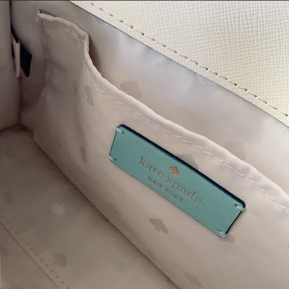 kate spade turquoise and white leather crossbody with silver chain 9