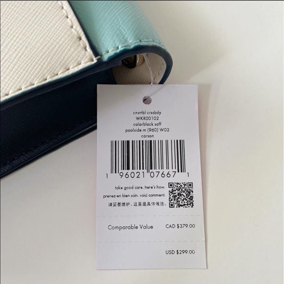 kate spade turquoise and white leather crossbody with silver chain 11