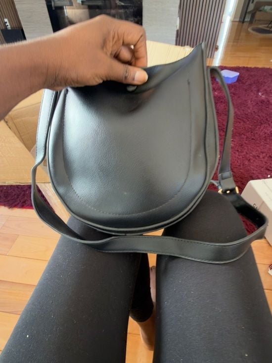 Black Crossbody Saddle Bag - Classic Men's Leather-Style Shoulder Bag 4