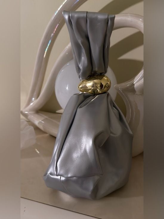 A Classy Chic Boutique Silver Mini Knot Bag with Gold Accent 2