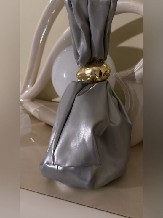 A Classy Chic Boutique Silver Mini Knot Bag with Gold Accent 3