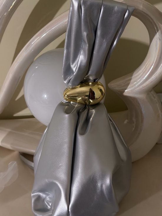 A Classy Chic Boutique Silver Mini Knot Bag with Gold Accent 4