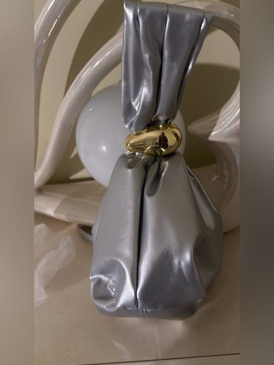 A Classy Chic Boutique Silver Mini Knot Bag with Gold Accent 5