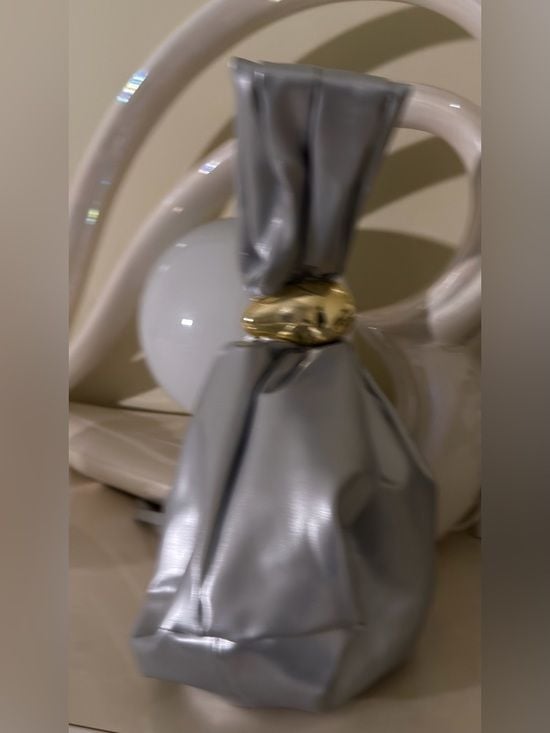 A Classy Chic Boutique Silver Mini Knot Bag with Gold Accent 6