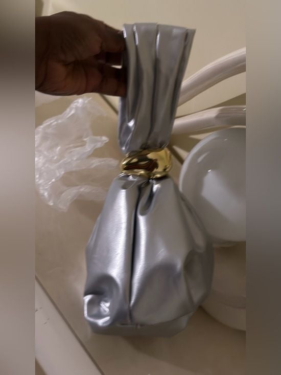 A Classy Chic Boutique Silver Mini Knot Bag with Gold Accent 7
