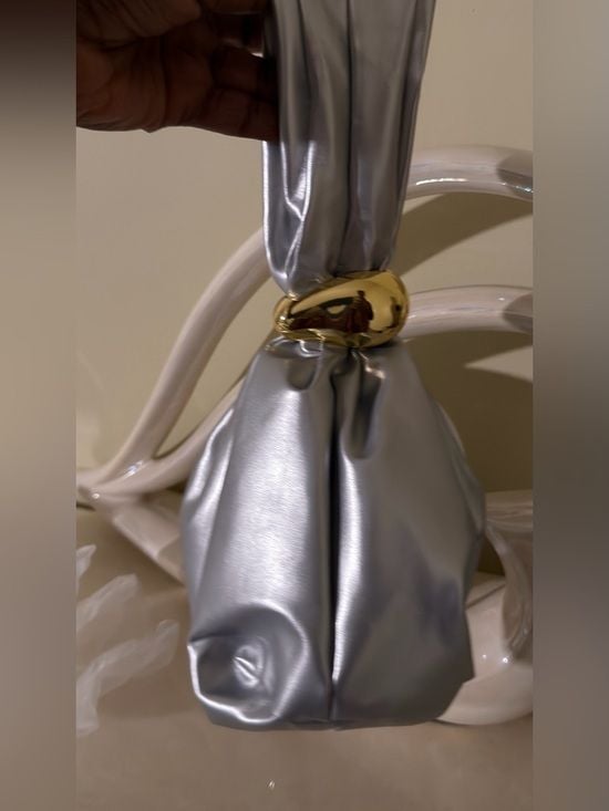 A Classy Chic Boutique Silver Mini Knot Bag with Gold Accent 9