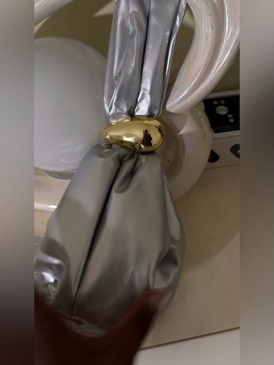 A Classy Chic Boutique Silver Mini Knot Bag with Gold Accent 13