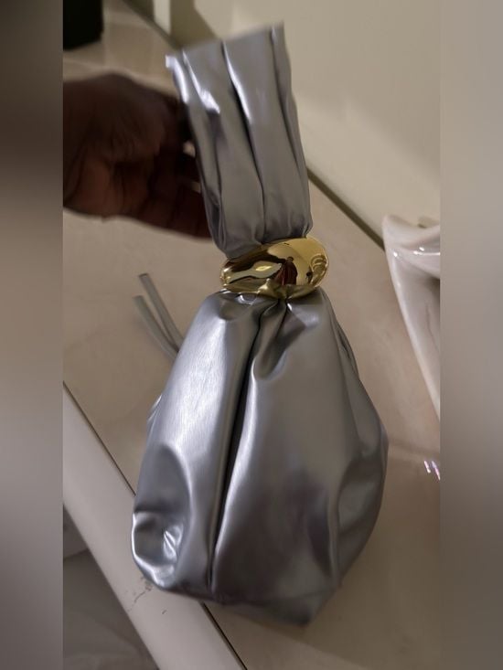 A Classy Chic Boutique Silver Mini Knot Bag with Gold Accent 14