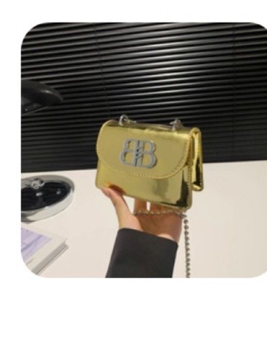 A Classy Chic Boutique Gold Metallic Mini Crossbody with Silver Logo 3